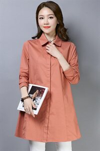 衬衫百搭中长款时尚优雅舒适2024年春秋季简约纯色A版休闲潮流图片