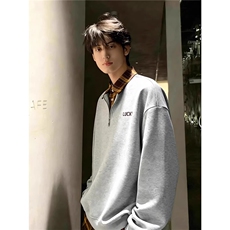 网图美式撞色拼接假两件卫衣半拉链潮牌衬衫领polo衫YY809-P43，男装衬衫，电商C216