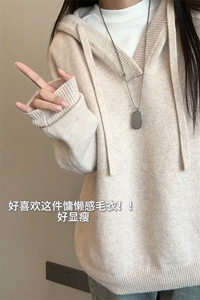 连帽针织衫套头情侣韩系慵懒毛衣帽衫外套男女 5Q1135-TP5598图片