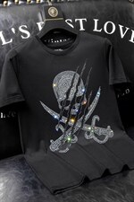 22夏季套头短袖燙钻潮休闲圆领T恤亮片大码简欧QT4066-1-A965-P45图片