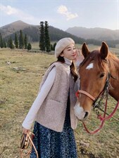 皮毛一体马甲，女装马甲，唯品