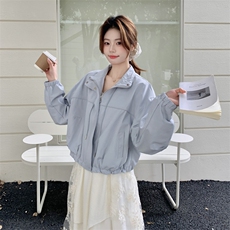 现货新款淡蓝色宽松休闲短外套女春秋季上衣2C353--722#P165K268，女装短外套，2C353