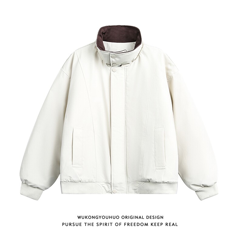网图羊羔毛毛领棉服派克服男女冬季2025新款立领工装棉衣外套P78,男装棉衣,电商C306-1