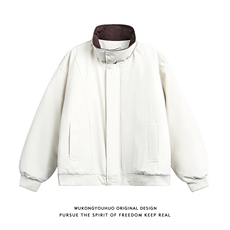 网图羊羔毛毛领棉服派克服男女冬季2025新款立领工装棉衣外套P78，男装棉衣，电商C306-1