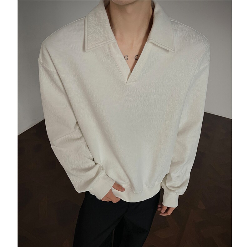 秋装新品海欧领卫衣男polo衫短款版宽松长袖外套H1119特P48，男装Polo衫，电商A341