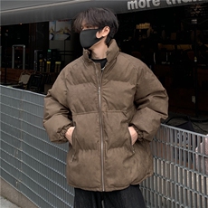 美式vibe立领pu皮面包服男冬季外套加厚羽绒棉服免洗棉衣p98，男装棉衣，电商C307