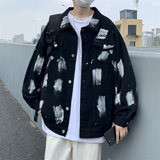2023秋冬季潮翻领撞色休闲外套潮流韩版宽松夹克W6181-P60，男装夹克，星座512-2