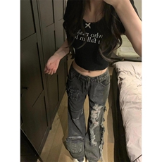【网图】乞丐破洞牛仔裤男女款美式vibe工装裤子Y9200WW-特P55，男装牛仔裤，星座1007（原301D）