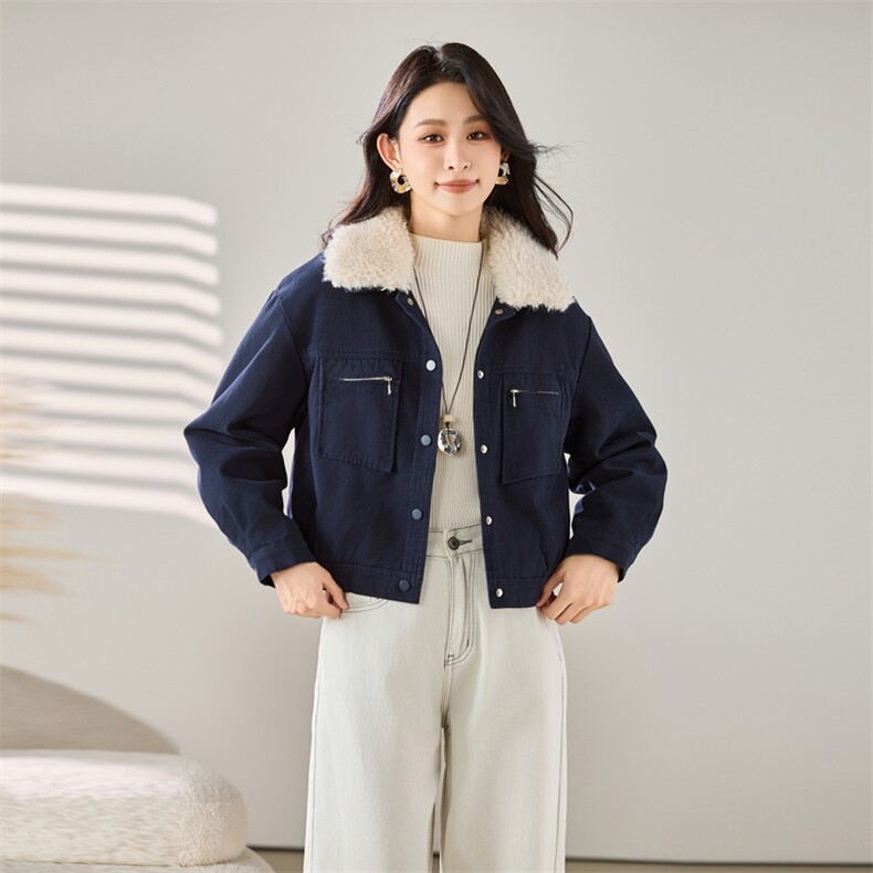 2025秋冬装新款加绒加厚短款外套，女装棉衣/棉服，梦芯尔