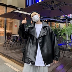 档口有货机车皮衣夹克男秋季宽松外穿翻领外套潮PY26P65加绒P80，男装夹克，星座410-2