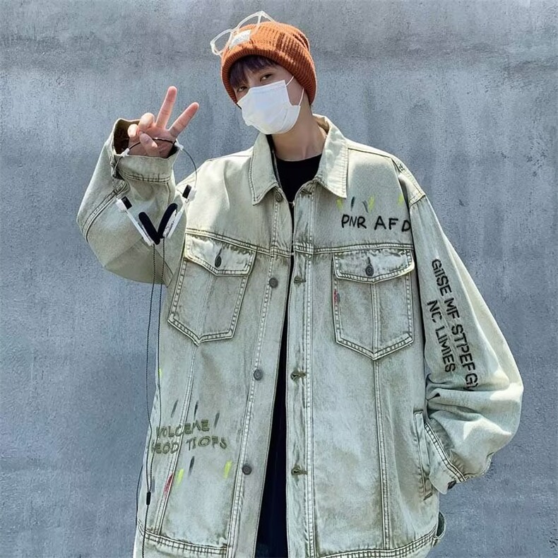 牛仔外套男新款美式ins宽松复古设计感小众夹克潮牌上衣YJ53-P69,男装夹克,星座1008