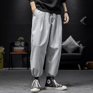 2021春季大码男日系沙发墙宽松潮流抽绳束脚九分休闲裤K2021-P35图片