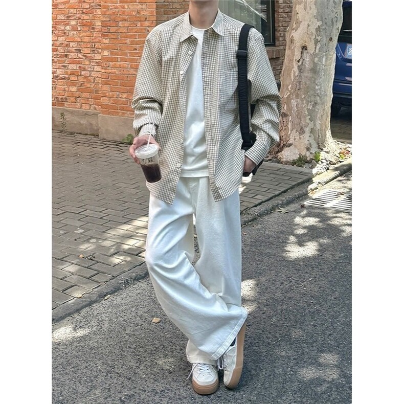 GS6180P40美式格子衬衫男长袖休闲衣服潮流百搭日系韩版长袖衬衣,男装衬衫,星座1108-5