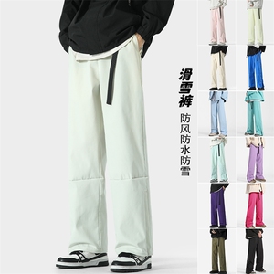 冬季多巴胺潮流滑雪服男女同款防水加绒保暖登山裤K1002J加绒-P75图片