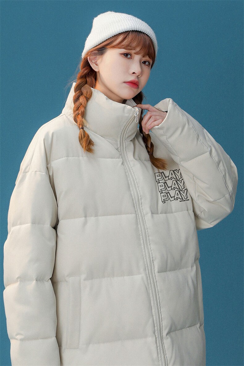 中性22冬季新品简约字母印花面包服立领加绒加厚棉服外套MY51P65,男装棉衣,A247A