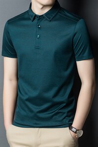 2023夏季新款短袖t恤男POLO打底衫翻领纯色宽松休闲上衣中年男士图片