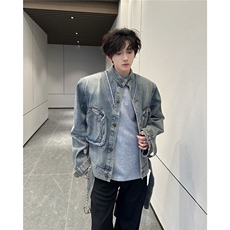 秋冬美式复古牛仔外套男女宽松百搭做旧立领夹克JK898-P83，男装工装外套，星座208-5