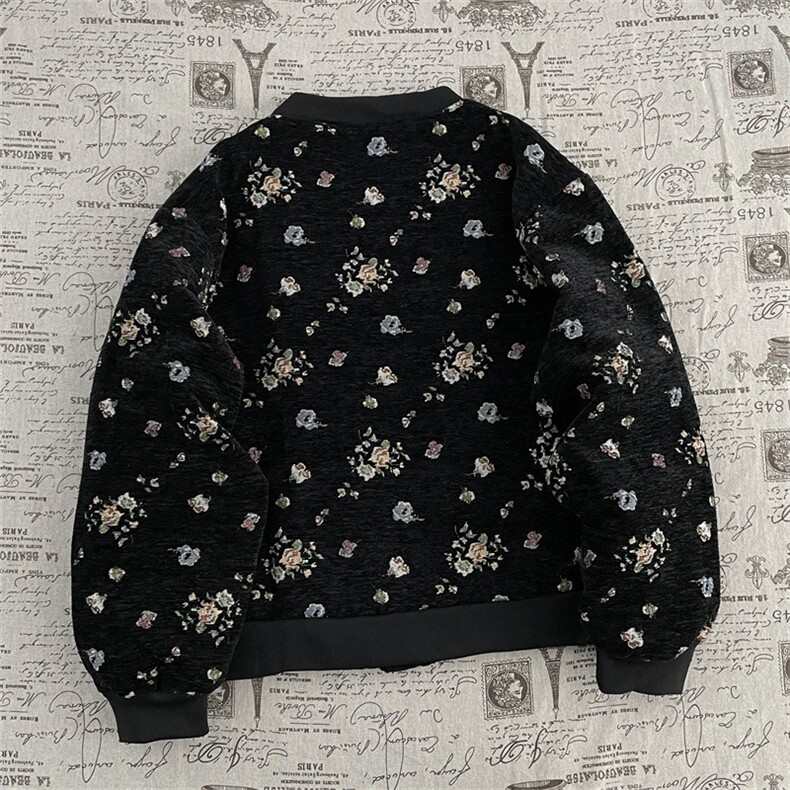 美式复古碎花满印立领外套FY167P70,女装短外套,星座1116-2