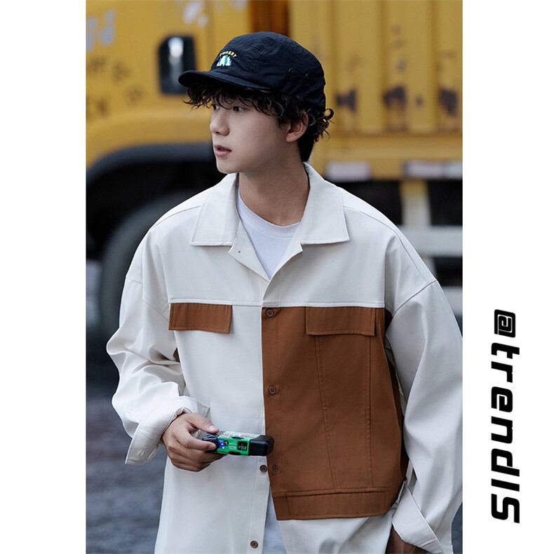 2026春季新款cityboy大码拼接休闲长袖衬衫M-5XHC23589-P50，男装衬衫，电商A022