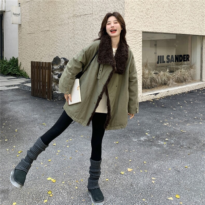 2026冬季复古羊羔毛翻领工装派克羽绒服2C212-G209-P295-K438,女装羽绒服,2C212