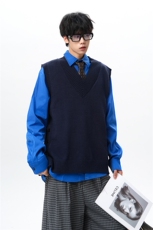 春秋季针织马甲搭配衬衫叠穿设计感V领毛衣日系慵懒背心9099P58，男装背心/马甲，电商B312