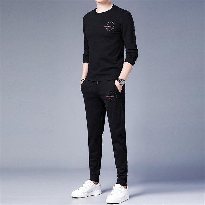 中年休闲运动套装男秋季爸爸装圆领套头卫衣中老年人运动服男春秋,男装休闲套装,电商B212（原钱塘6029）