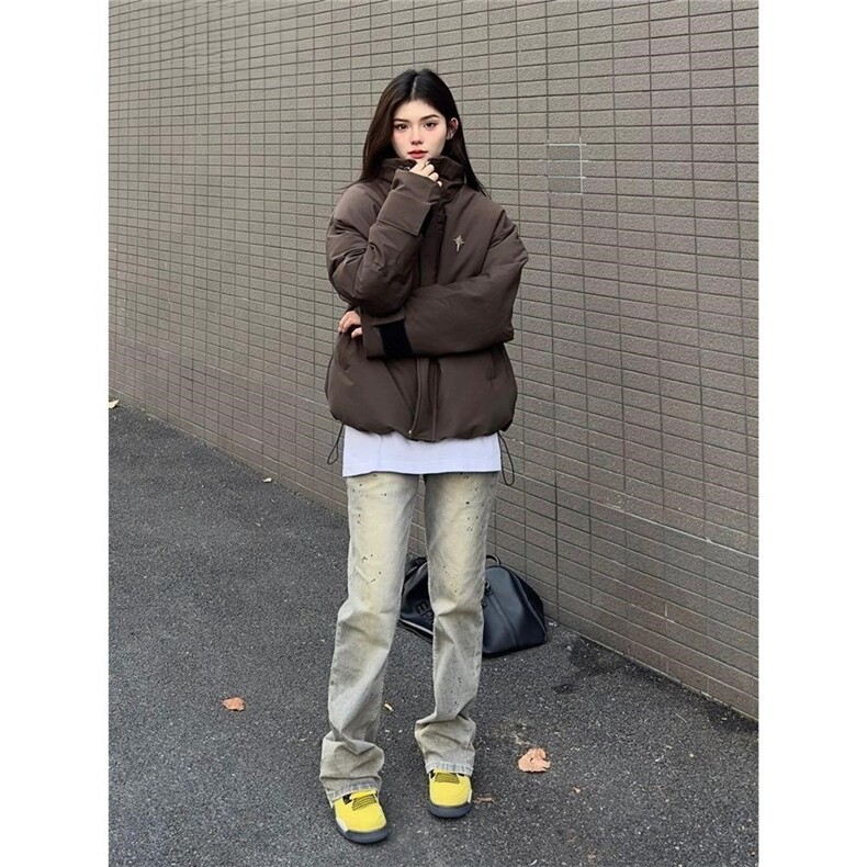 美式复古加厚棉衣2025冬季金属扣立领棉服女宽松百搭外套,男装棉衣,星座410-6（原星座1304-1）
