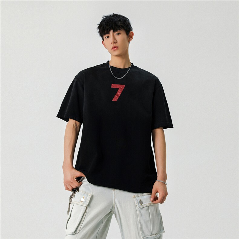 2026新款潮牌短袖宽松韩版字母印花扎染工艺T恤T8823/P5588，男装T恤，星座202