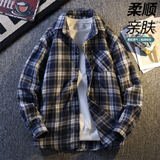 秋季潮流格子衬衫男休闲长袖外套青少年男装大货主推，男装衬衫，星座1107-1
