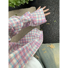 雀斑男装美式复古炒色工艺格子长袖衬衫男女春夏防晒宽松休闲衬衣，男装防晒衣，星座218-1（原230）