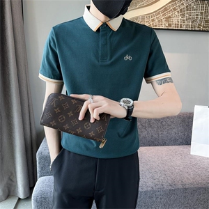 主推款大码短袖T恤翻领Polo衫单车刺绣轻奢高级感上衣T0232-P55图片