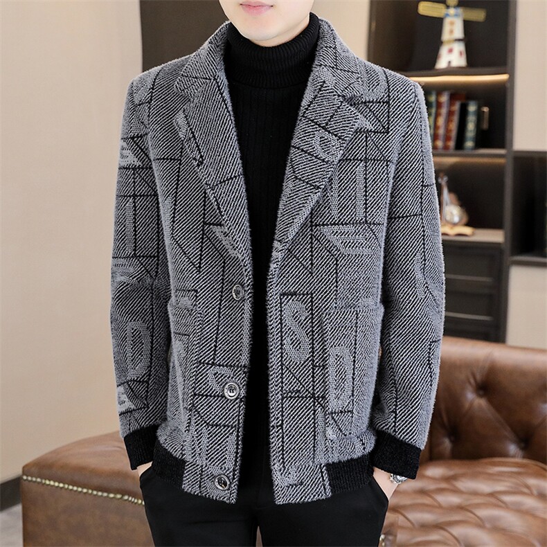 新款男士毛呢外套西装领短款休闲时尚夹克外套上衣男A52P150控238，男装毛呢大衣，电商B226
