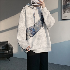 WY10200-特批40春季新款连帽设计感拼接撞色宽松大码扎染卫衣男，男装卫衣，电商A059