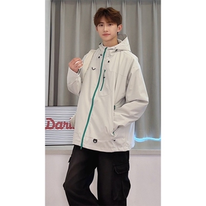 秋季新款连帽冲锋衣外套男宽松休闲百搭夹克上衣F7870-特价P45