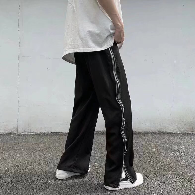 高街美式裤子男生时尚侧边拼接拉链垂坠感宽松直筒X218-P43,男装休闲裤,星座1109-3
