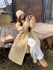 韩系温柔风双面羊毛大衣女冬季2025年新款高级感气质长款毛呢外套，女装双面呢大衣，艾米莉亚