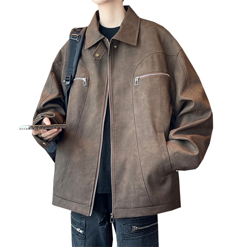春秋季皮衣外套男女同款新款美式夹克XZ102B-1-JK2536P985,男装皮衣,星座102B-1