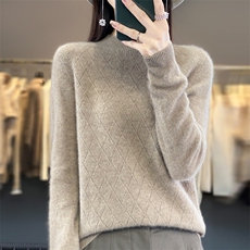 2025年秋季通勤一线成衣菱形斜纹，女装羊毛衫，大美人高端店