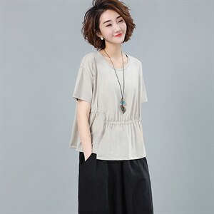 2021年夏季新款韩版休闲T恤女宽松显瘦半袖上衣服女士打底衫棉图片