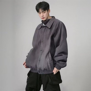 麂皮绒翻领夹克男士秋冬季2025新款痞帅潮牌欧美工装外套H04-P61图片