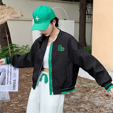 【现货新品】短款棒球服外套女2025秋季刺绣拼接时尚夹克休闲上衣，女装短外套，美沁