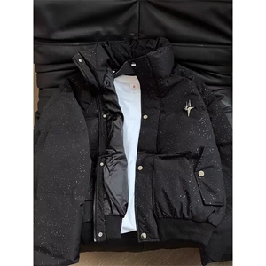 纯色立领短款棉服外套男女同款2025冬季加厚面包服保暖黑色棉衣图片