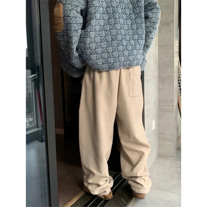 百搭直筒宽松休闲裤男新款潮流拼接阔腿拖地长裤513ACK2613P48,男装休闲裤,星座513A