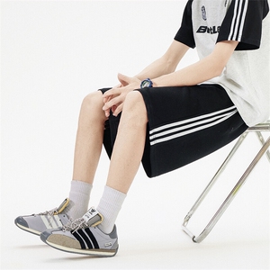 抖音得物高品质二开 重磅华棉 夏季三条杠织带短裤休闲运动五分裤图片