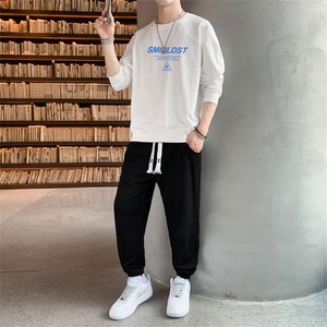 抖音直播男士秋冬卫衣套装潮流大码学生印花运动两件套TZ8033图片