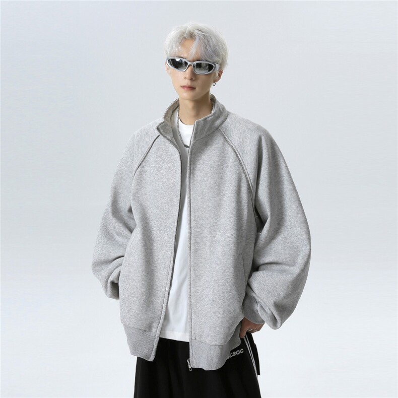 撞色插肩袖卫衣男2025春秋季运动拉链夹克开衫可二开JK705-P68图片