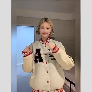美式复古字母刺绣棒球服男女同款加棉加厚外套秋冬MF920-P82图片
