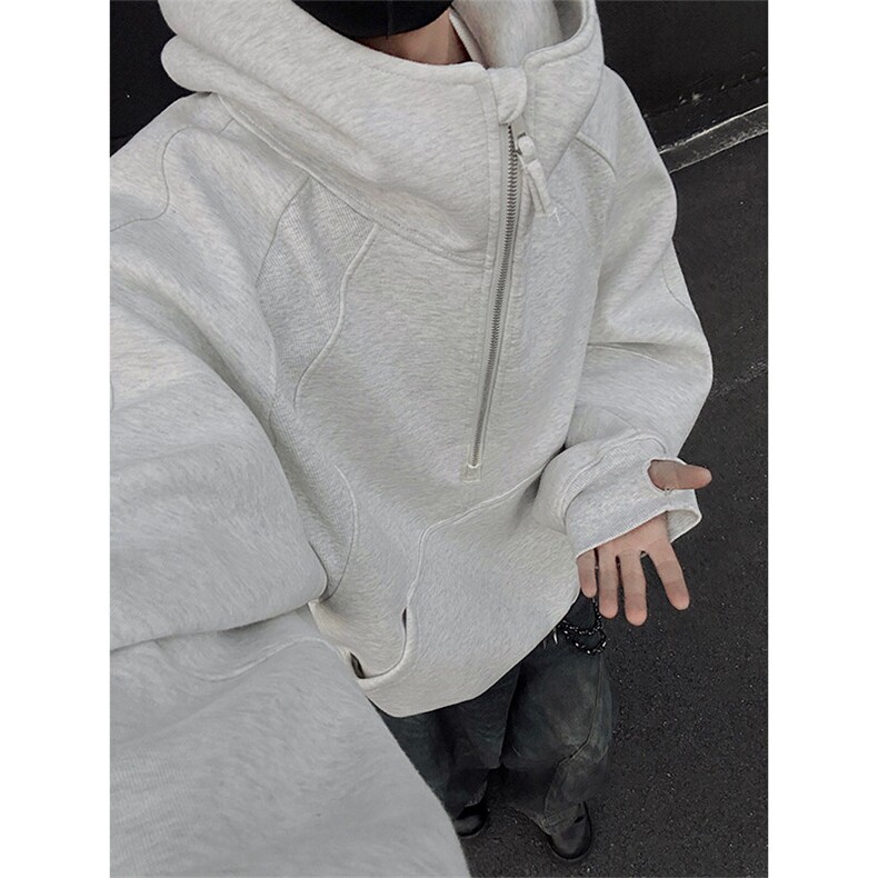 秋季连帽半拉链套头帽衫C7061-TP75118休闲港风宽松卫衣男,男装卫衣,电商A102