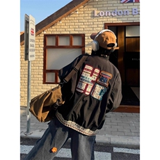 得物二开美式复古民族风贴布绣拼接飞行夹克宽松外套JK1262-P70，男装民族服装，星座1103-3