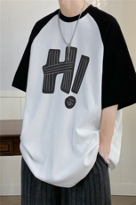 港风23新款夏季时尚印花圆领百搭复古宽松短袖T恤DT6367P35控58，男装T恤，电商A268A
